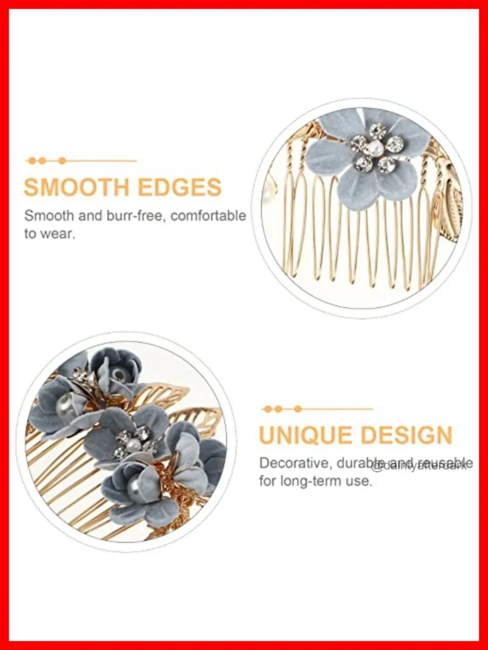 Handmade Wedding Hair Comb Set of 4 Metal Pearl Floral Leaf Hair Clips